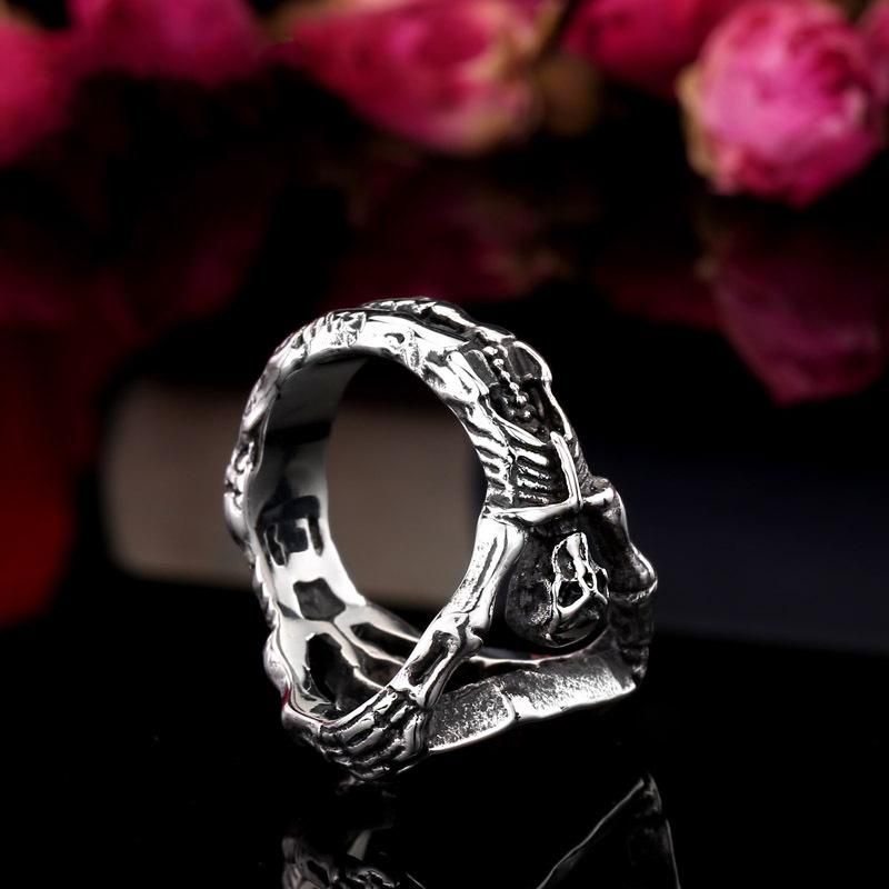 Retro Gothic Titanium Steel Men Ring Vampire Coffin Punk Regalo De Halloween Para Hombres