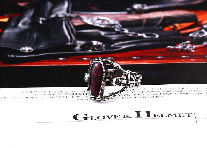 Retro Gothic Titanium Steel Men Ring Vampire Coffin Punk Regalo De Halloween Para Hombres