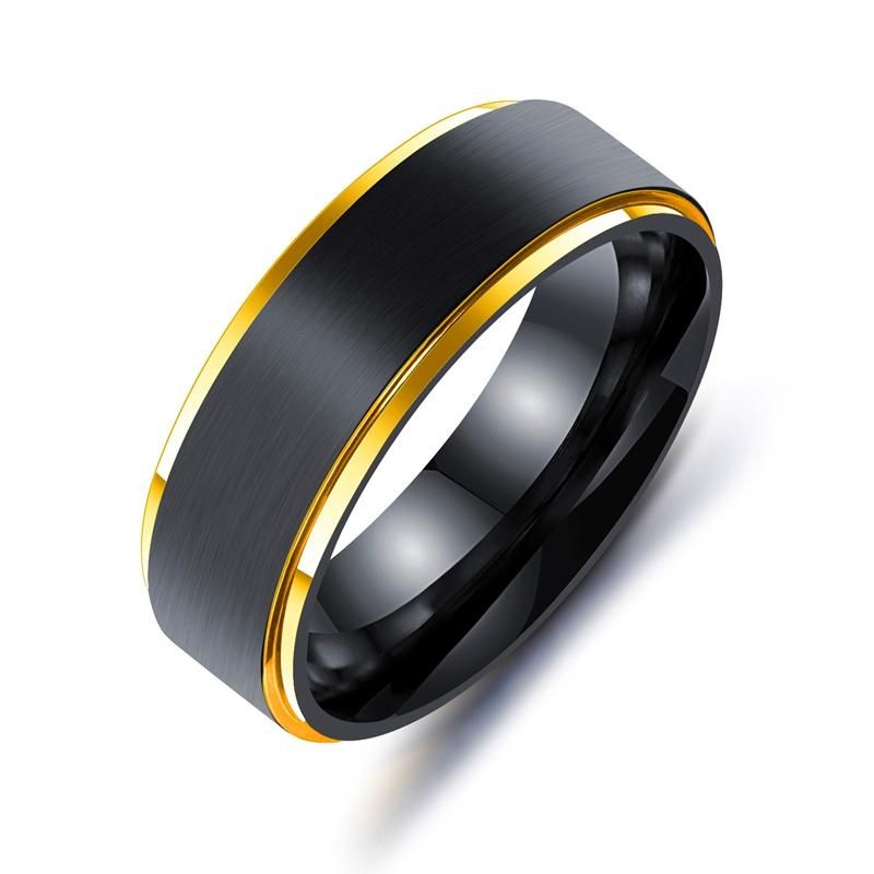 Trendy Black Titanium Steel Simple Style Chapado En Colores Hombres Anillo De Dedo Regalo Del Día De San Valentín