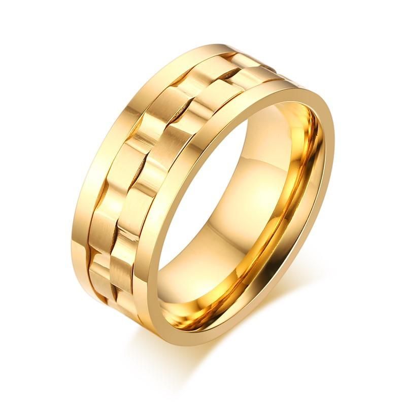 Trendy Golden Gear Ring Anillos Giratorios De Acero Inoxidable De Color Plateado Para Hombres