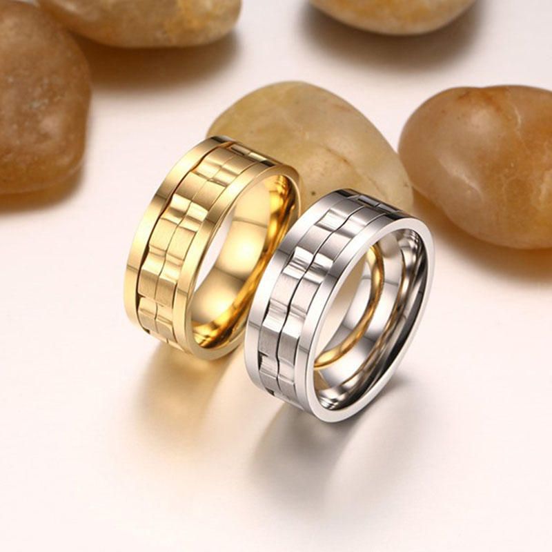 Trendy Golden Gear Ring Anillos Giratorios De Acero Inoxidable De Color Plateado Para Hombres