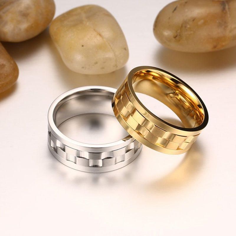 Trendy Golden Gear Ring Anillos Giratorios De Acero Inoxidable De Color Plateado Para Hombres