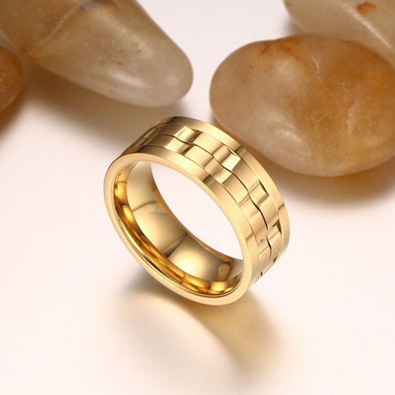 Trendy Golden Gear Ring Anillos Giratorios De Acero Inoxidable De Color Plateado Para Hombres