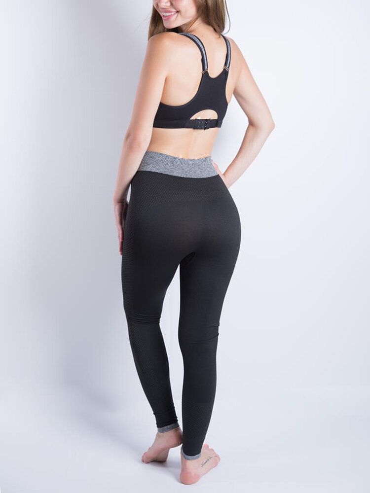 Leggings Casuales Para Correr De Yoga De Retazos De Cintura Alta Para Mujer