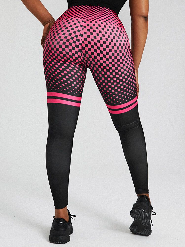 Leggings Deportivos De Yoga De Cintura Alta Elásticos Con Estampado De Rayas Tiktok Famosos