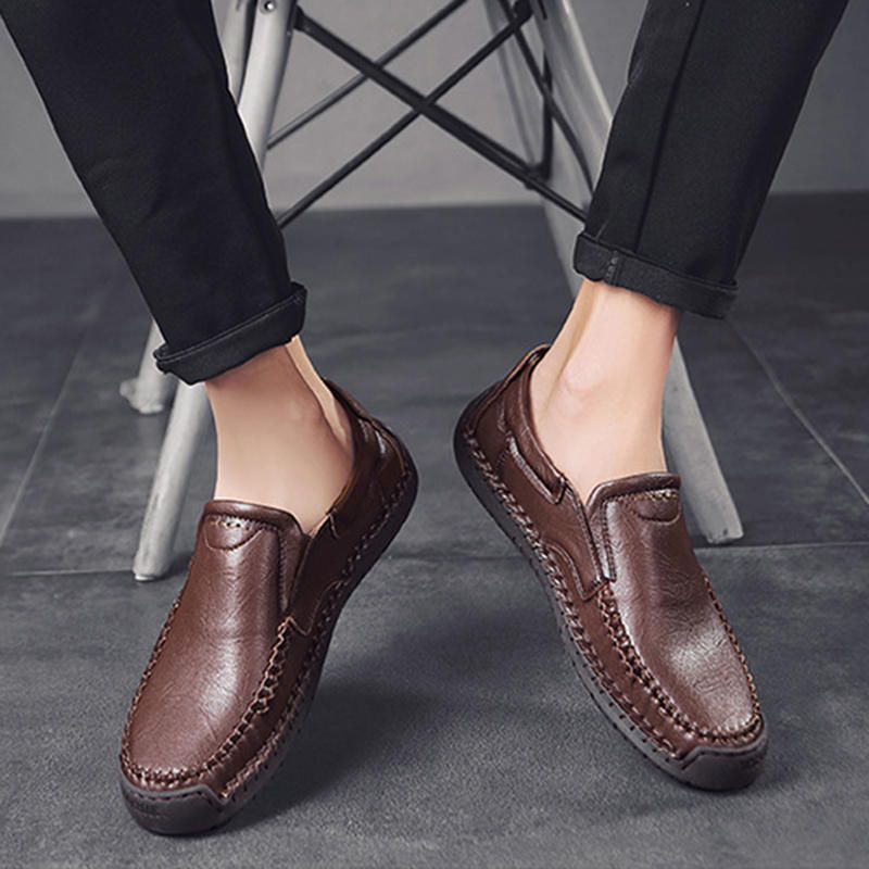 Costura A Mano Casual De Negocios Suela Blanda Oxfords De Oficina