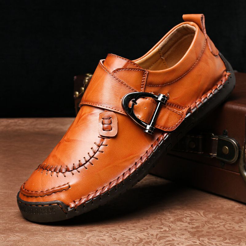 Costura De Cuero De Vaca Banda Elástica Casual Business Oxfords