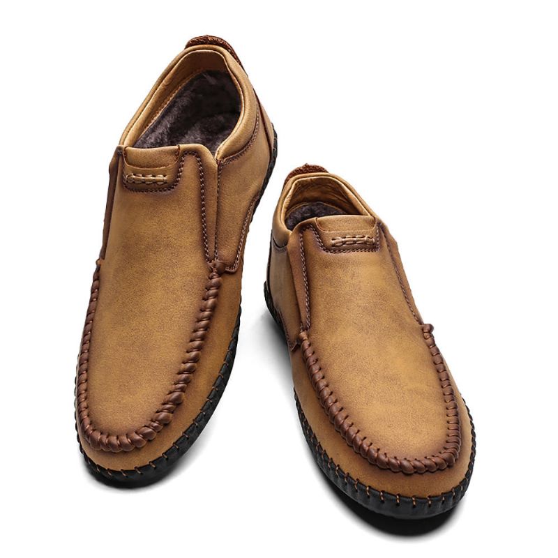 Costura Retro Zapatos Cómodos De Cuero Suave Informal De Negocios Oxfords