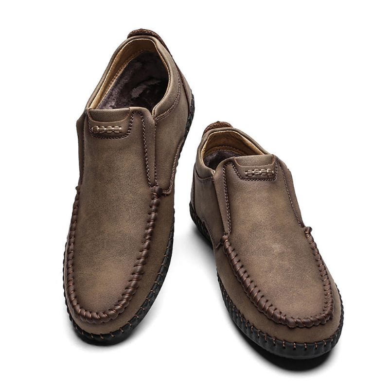 Costura Retro Zapatos Cómodos De Cuero Suave Informal De Negocios Oxfords