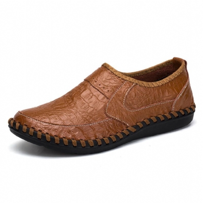 Cuero De Vaca Suave Cosido A Mano Casual Slip On Business Oxfords