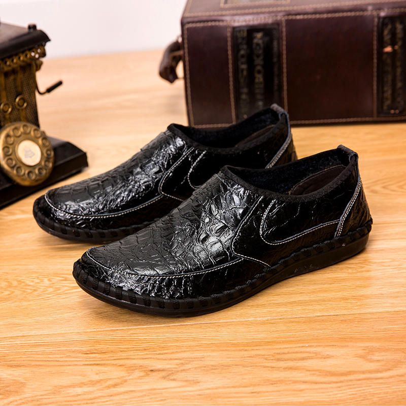 Cuero De Vaca Suave Cosido A Mano Casual Slip On Business Oxfords