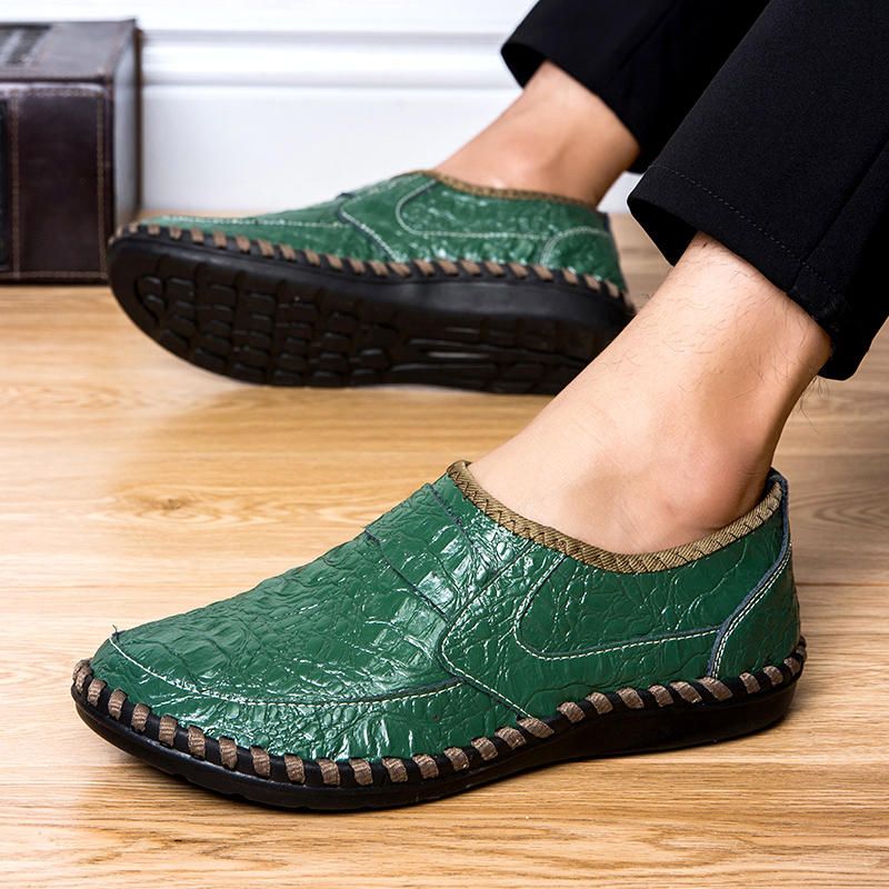 Cuero De Vaca Suave Cosido A Mano Casual Slip On Business Oxfords