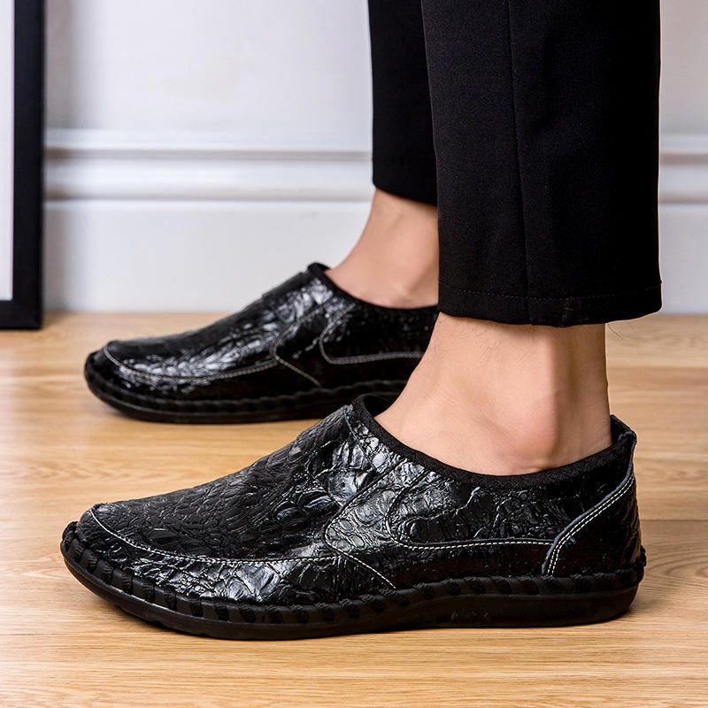 Cuero De Vaca Suave Cosido A Mano Casual Slip On Business Oxfords