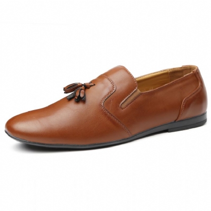 Hombres Antideslizante Borla Decoración Slip On Casual Cuero Oxfords