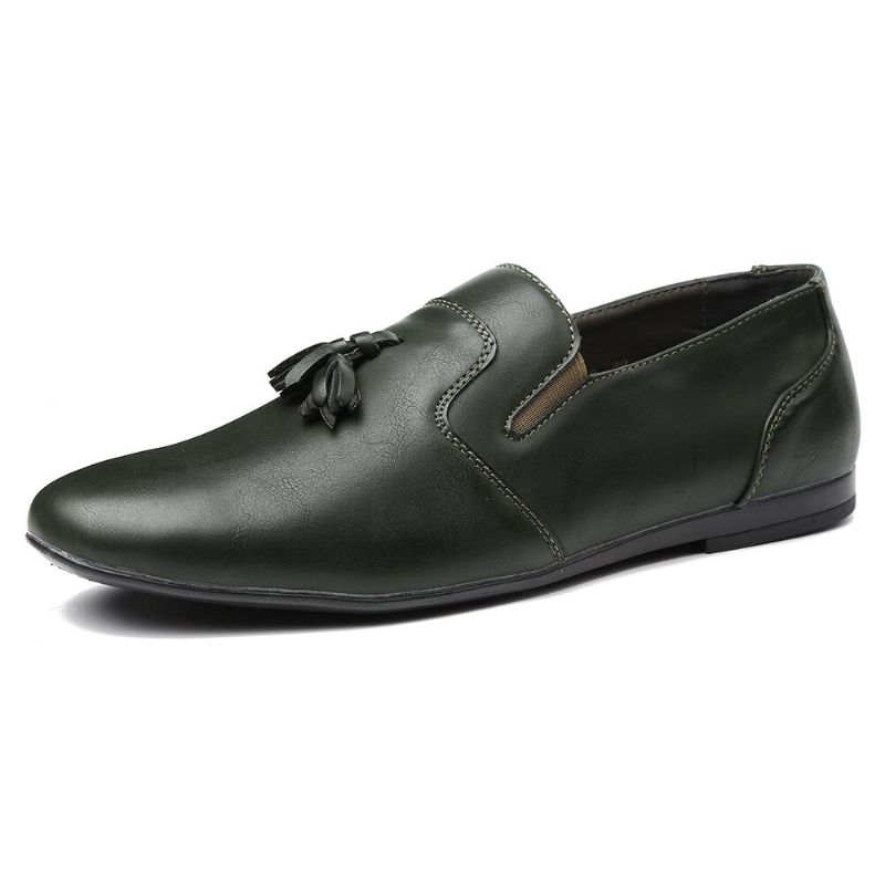 Hombres Antideslizante Borla Decoración Slip On Casual Cuero Oxfords