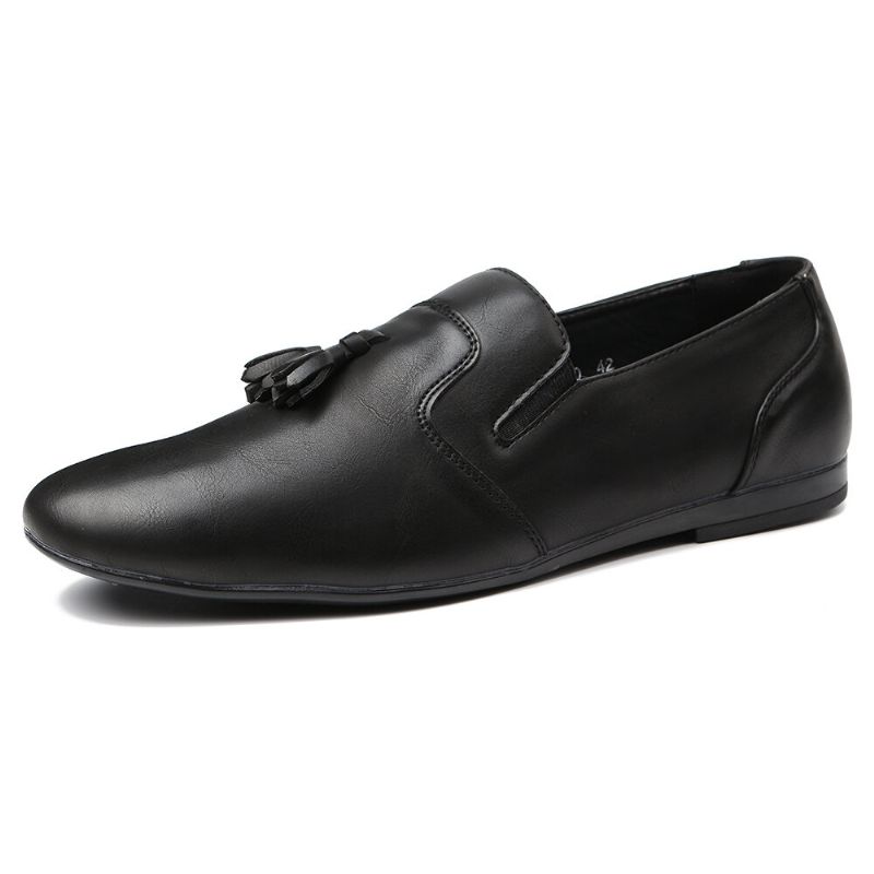 Hombres Antideslizante Borla Decoración Slip On Casual Cuero Oxfords