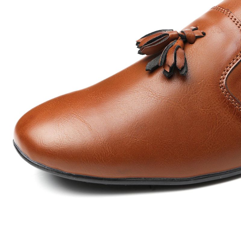 Hombres Antideslizante Borla Decoración Slip On Casual Cuero Oxfords