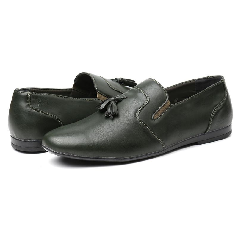 Hombres Antideslizante Borla Decoración Slip On Casual Cuero Oxfords