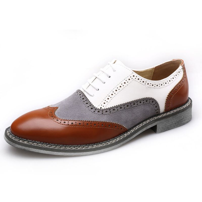 Hombres Brogue Colorblock Oxfords Con Cordones Zapatos Formales Informales De Negocios