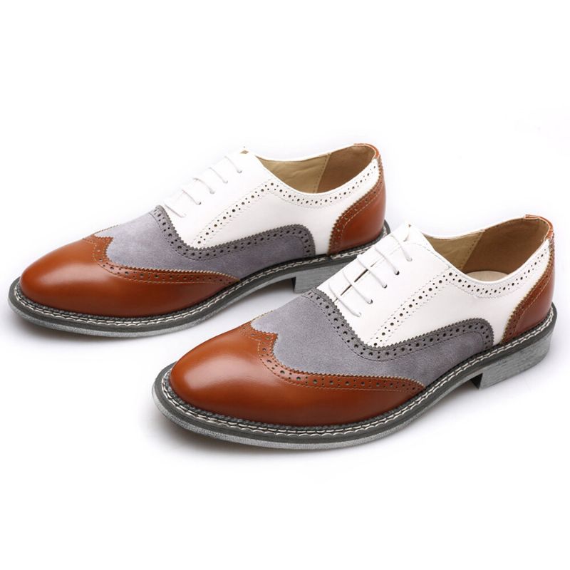 Hombres Brogue Colorblock Oxfords Con Cordones Zapatos Formales Informales De Negocios