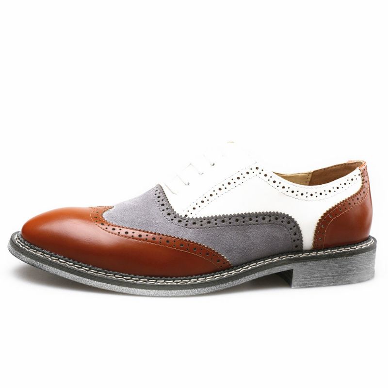 Hombres Brogue Colorblock Oxfords Con Cordones Zapatos Formales Informales De Negocios