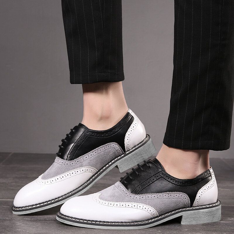 Hombres Brogue Colorblock Oxfords Con Cordones Zapatos Formales Informales De Negocios