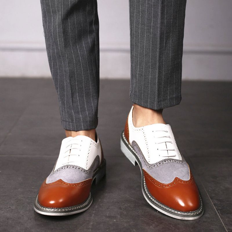 Hombres Brogue Colorblock Oxfords Con Cordones Zapatos Formales Informales De Negocios