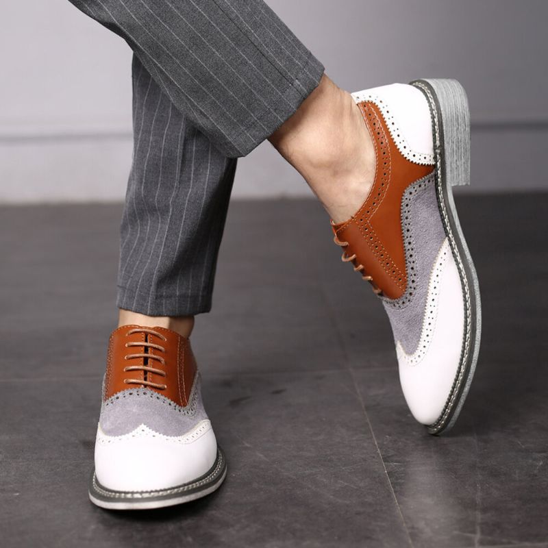 Hombres Brogue Colorblock Oxfords Con Cordones Zapatos Formales Informales De Negocios