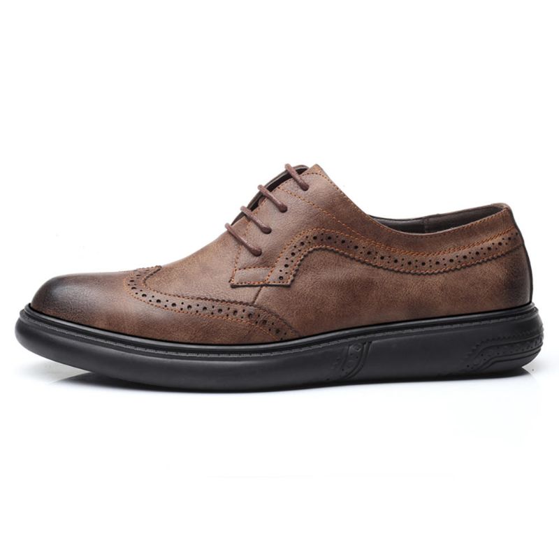 Hombres Brogue Tallado Microfibra Casual Business Leather Oxfords