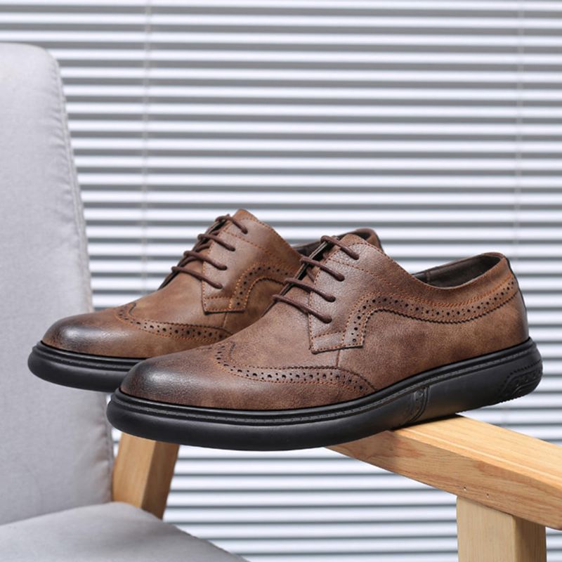 Hombres Brogue Tallado Microfibra Casual Business Leather Oxfords