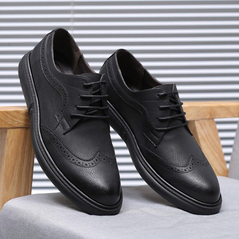 Hombres Brogue Tallado Microfibra Casual Business Leather Oxfords