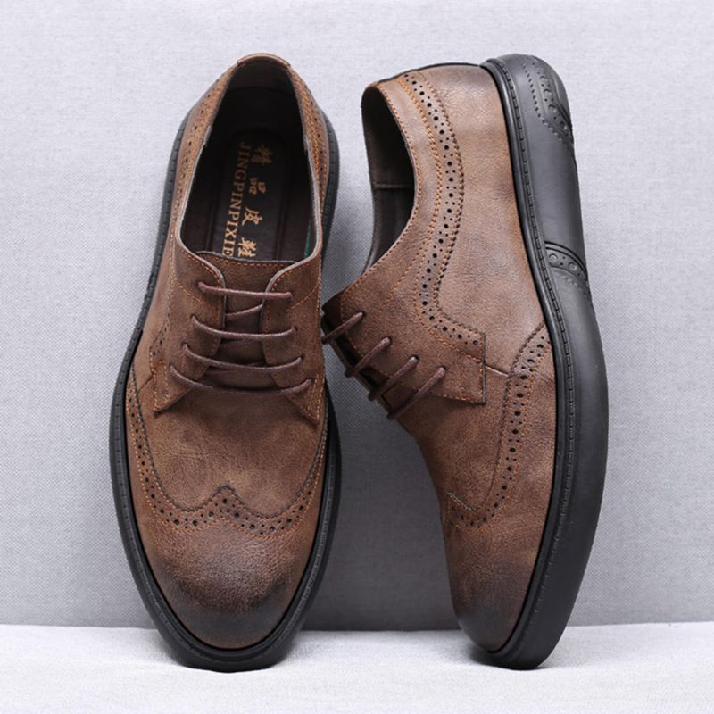 Hombres Brogue Tallado Microfibra Casual Business Leather Oxfords