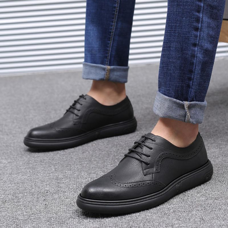 Hombres Brogue Tallado Microfibra Casual Business Leather Oxfords