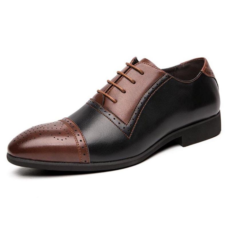 Hombres Brogue Tallado Microfibra Cuero Color Costura Formal Negocios Oxfords