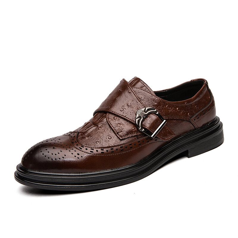 Hombres Broguo Retro Hebilla De Metal Cómodo Usable Formal Zapatos Casuales De Negocios