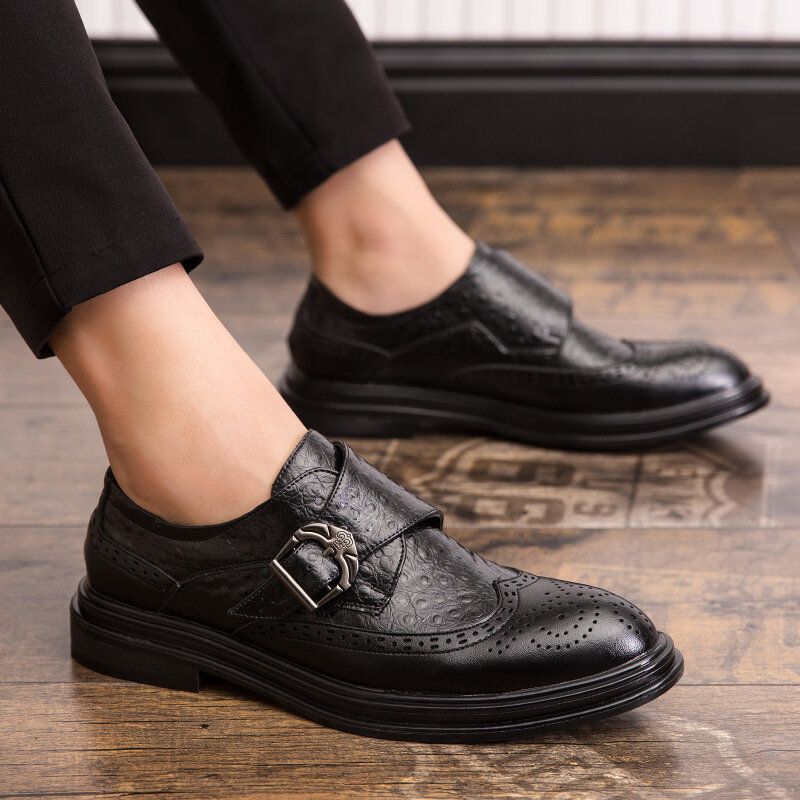 Hombres Broguo Retro Hebilla De Metal Cómodo Usable Formal Zapatos Casuales De Negocios