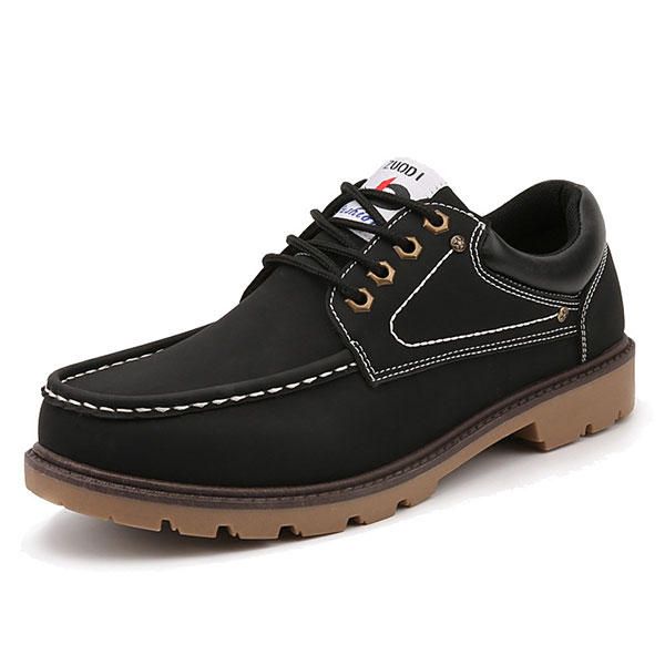 Hombres Casual Business Suela Suave Con Cordones De Cuero Oxfords