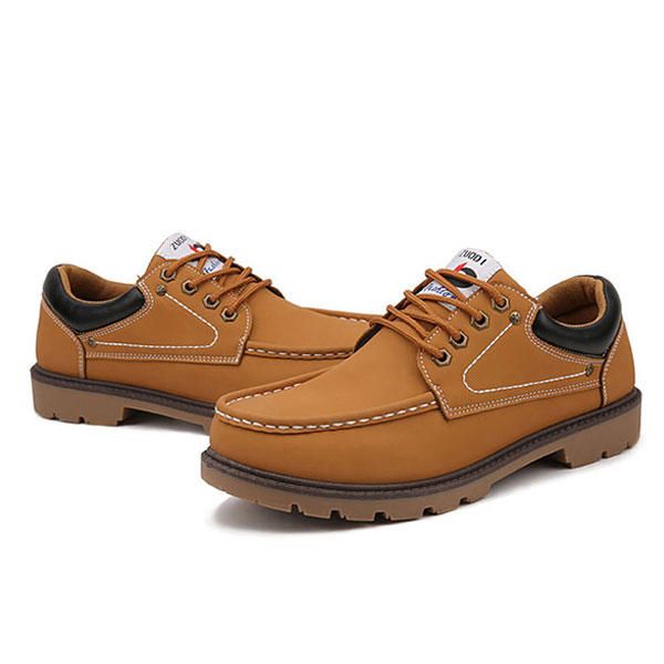 Hombres Casual Business Suela Suave Con Cordones De Cuero Oxfords