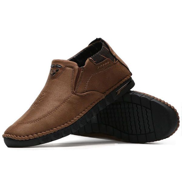 Hombres Casual Cómodo Suela Suave Costura A Mano Microfibra Cuero High Top Oxfords Zapatos