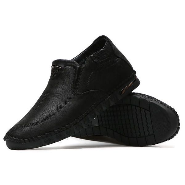 Hombres Casual Cómodo Suela Suave Costura A Mano Microfibra Cuero High Top Oxfords Zapatos