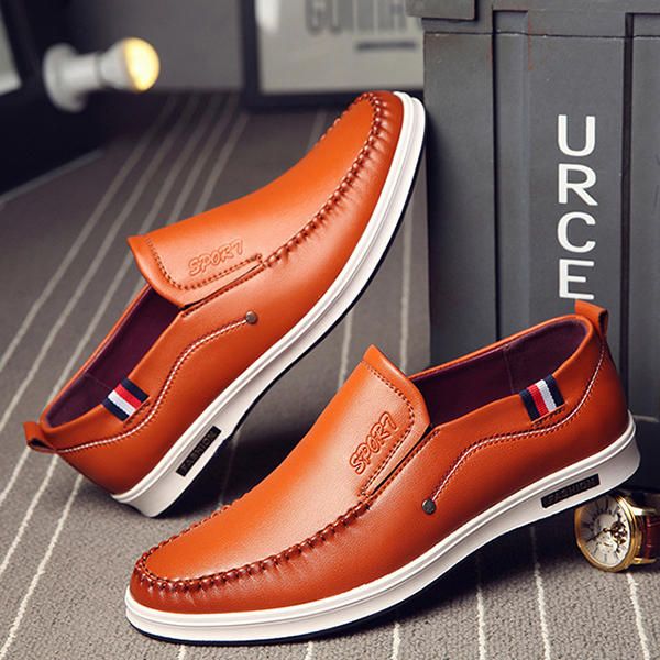 Hombres Casual Cómodos Zapatos Planos De Cuero Genuino Oxfords