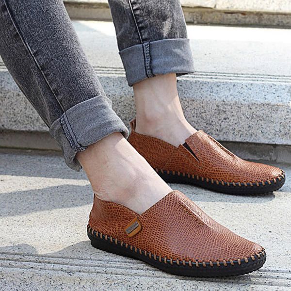 Hombres Casual Soft Flats Transpirable Oxfords Zapatos Hechos A Mano