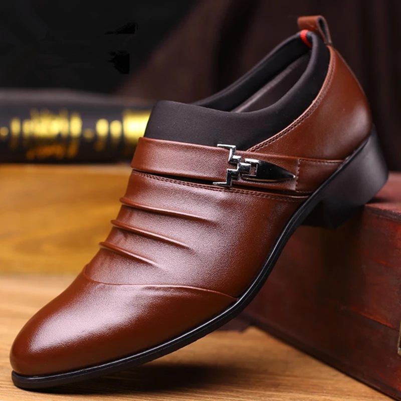 Hombres Color Puro Slip On Casual Soft Business Office Leather Oxfords