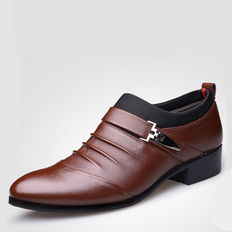 Hombres Color Puro Slip On Casual Soft Business Office Leather Oxfords