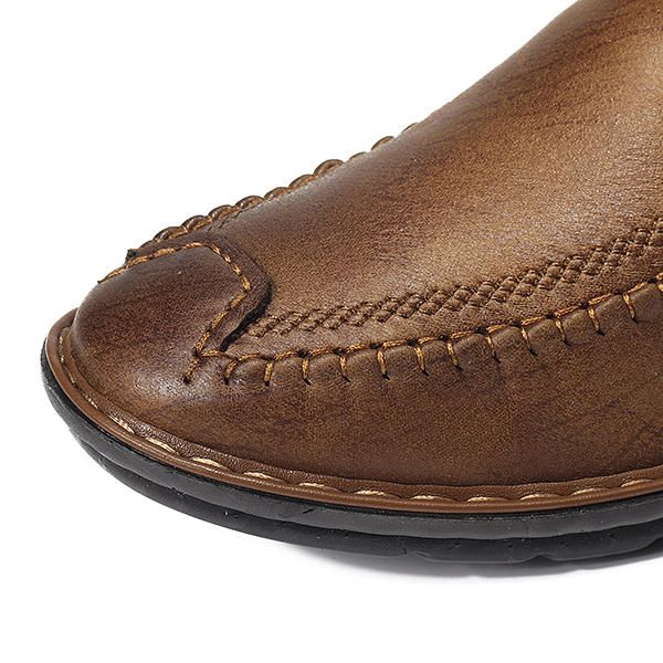 Hombres Cómodo Suela Suave Costura A Mano Casquillo Toe Casual Oxfords