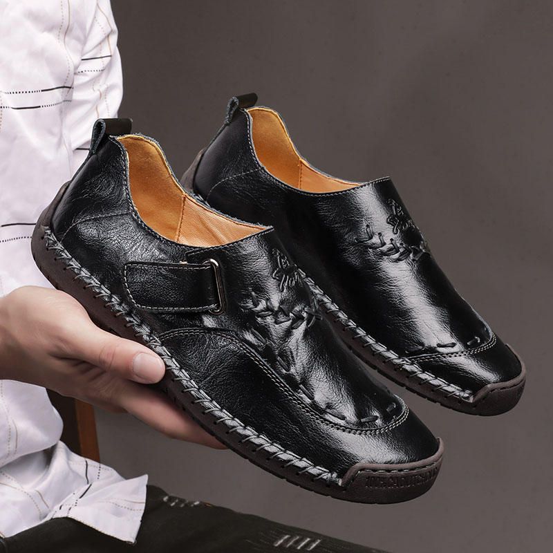 Hombres Costura A Mano Cuero Cómodo Y Suave Gancho Loop Casual Oxfords