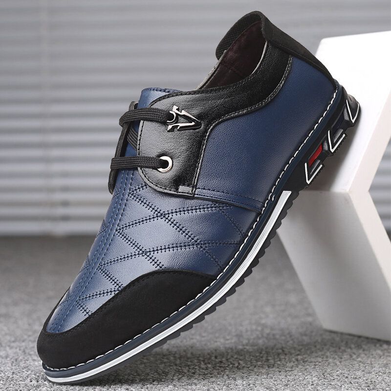 Hombres De Cuero Genuino Condimentado De Negocios Casual Soft Oxfords