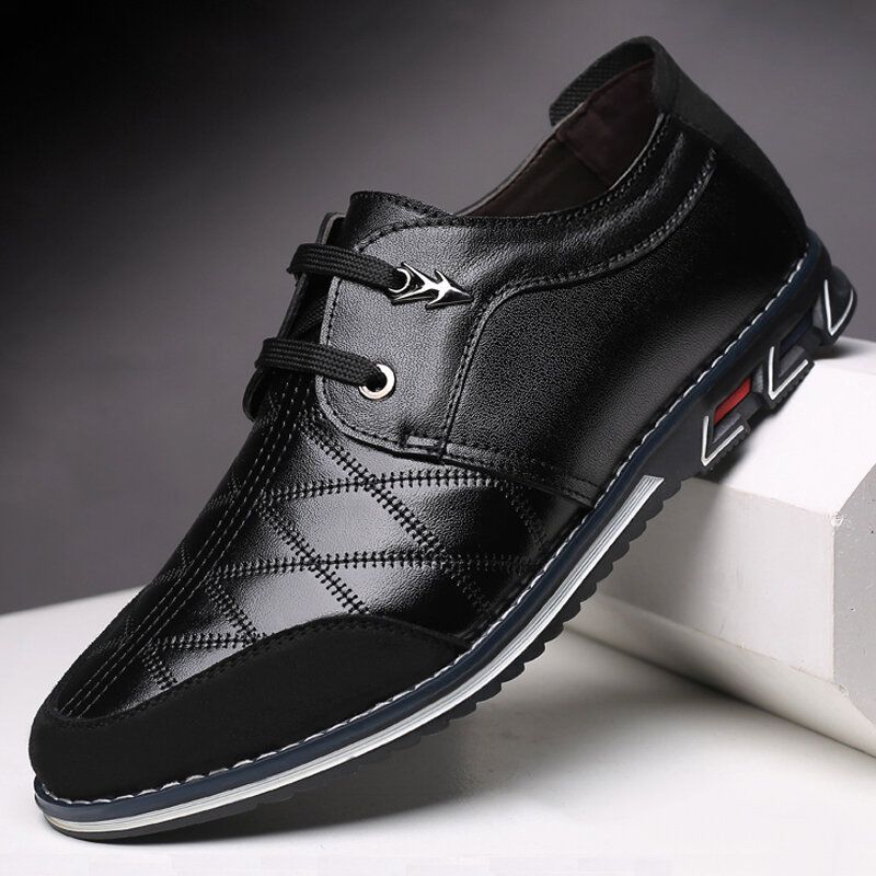 Hombres De Cuero Genuino Condimentado De Negocios Casual Soft Oxfords