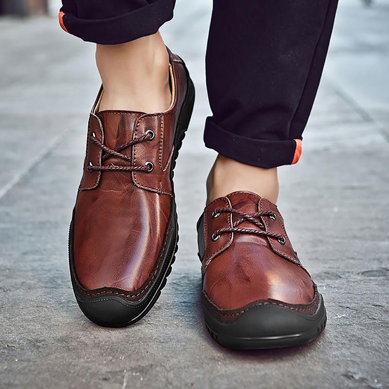 Hombres De Cuero Genuino Suelas Suaves De Negocios Casual Oxfords