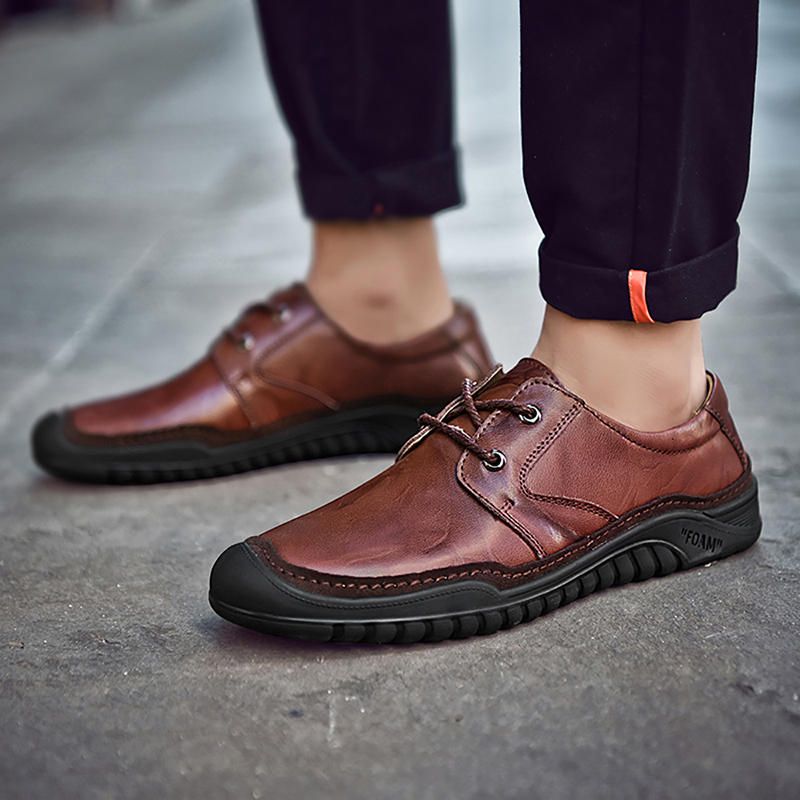 Hombres De Cuero Genuino Suelas Suaves De Negocios Casual Oxfords